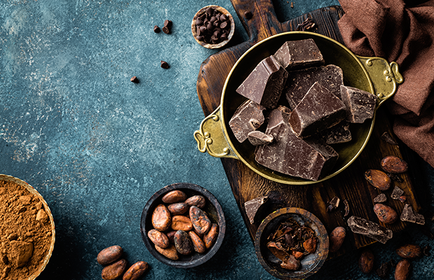 Bowl of dark chocolate