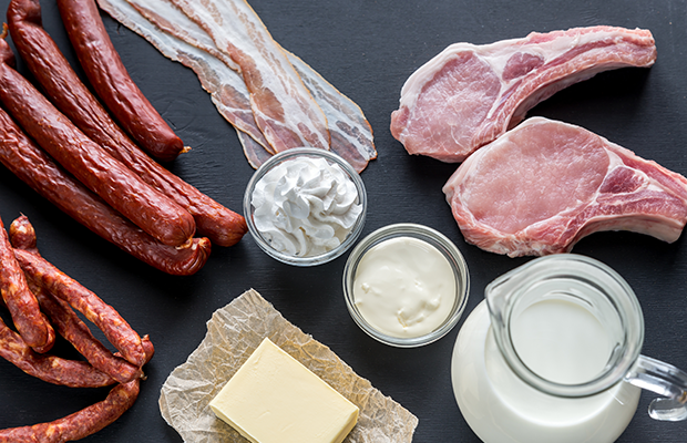 Meat and dairy products high in saturated fats
