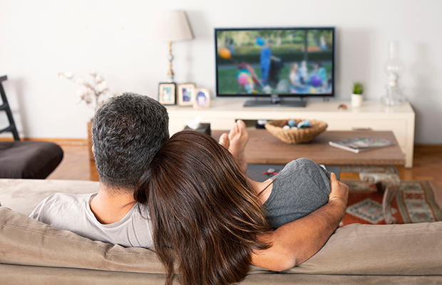Couple watching television