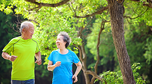 Senior couple jogging