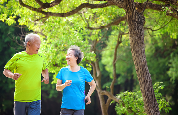 Senior couple jogging