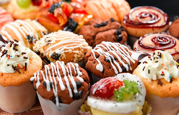 Selection of muffins and cakes