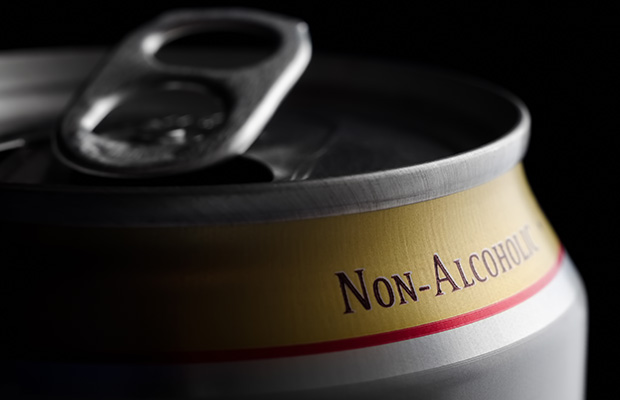 Close-up of a can of non-alcoholic beer