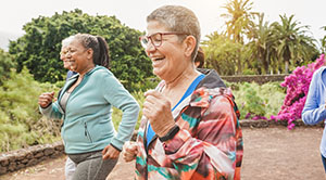 Group of older people jogging