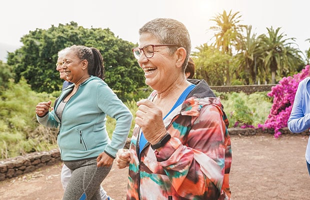 Group of older people jogging