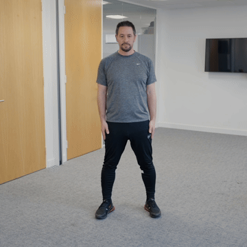Andrew Scard demonstrates standing side bends 