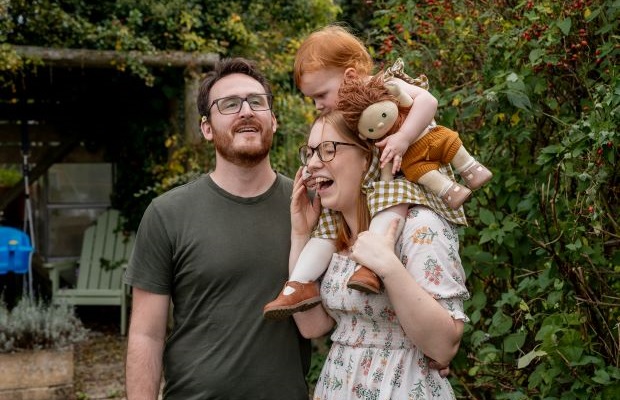 Lee and Krystalla in their garden at home.