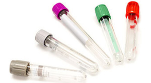 Test tubes with different colour lids