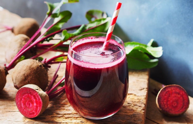 A glass of freshly squeezed beetroot juice