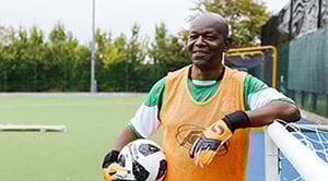 Chella playing a walking football match.