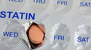 A open packet of statins.
