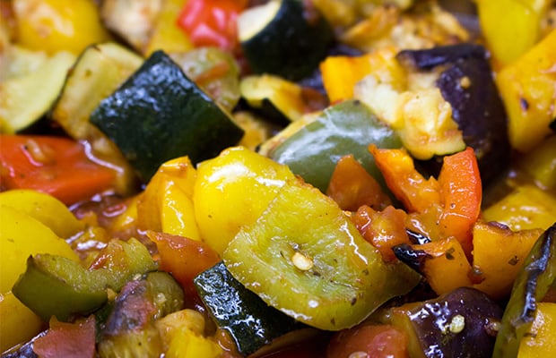 Close-up of grilled vegetables.