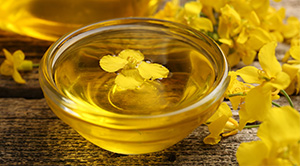 A bowl of rapeseed oil.