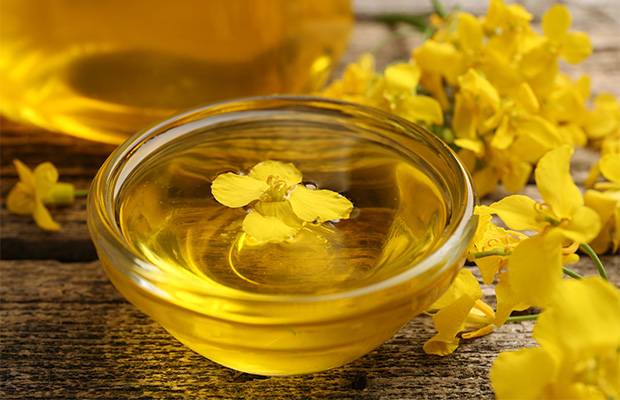 A bowl of rapeseed oil.
