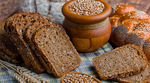 Slices of wholegrain bread on a table.