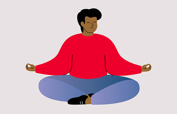 Illustration of a man meditating.