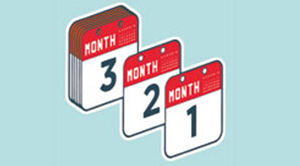 Illustration of a calendar showing 3 months.
