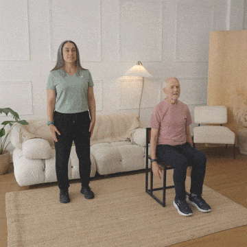 Hara and Peter performing star jumps.