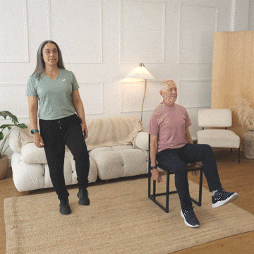 Hara and Peter performing ankle rolls.