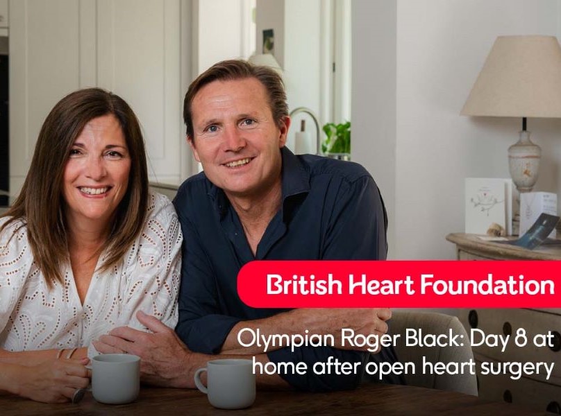 British Olympian Roger Black sits at his kitchen table with his wife Jules.