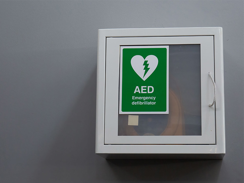 An emergency defibrillator.