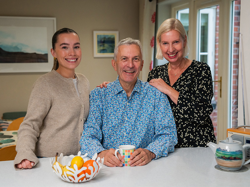 Philip, his daughter Catriona and wife Linzi in their kitchen.