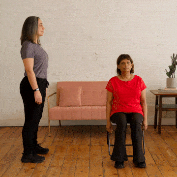 Hara and Corinne demonstrating calf raises.