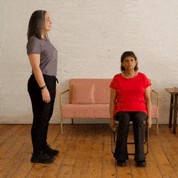 Hara and Corinne demonstrating clock toe taps.