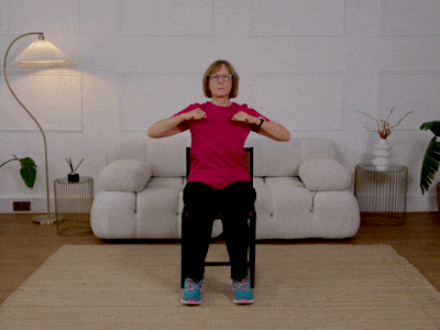 Nicola performing a chest press.