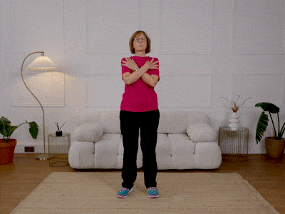 Nicola performing a standing squat.