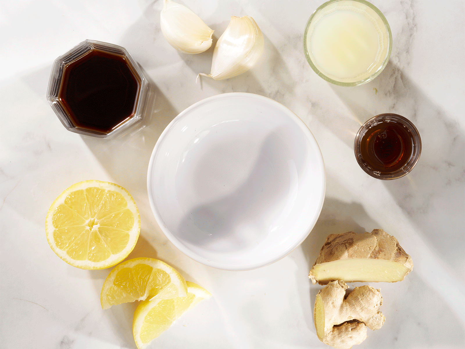 Sticky lemon stir fry sauce being made step by step.