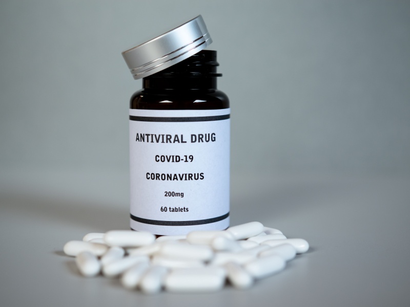A bottle of antiviral medicine.