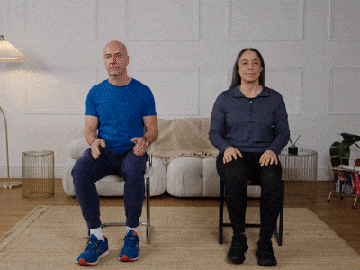 Hara and Robert performing leg hugs.