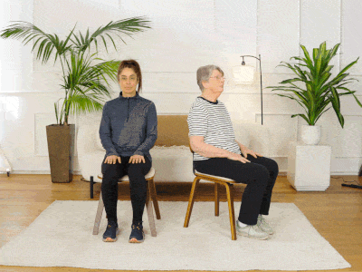 Hara and Elizabeth performing knee extensions.