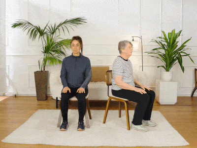 Hara and Elizabeth performing a sit to stand.