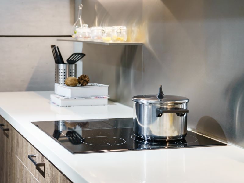 Induction hob in modern kitchen