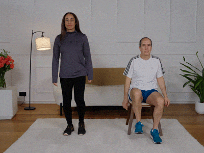 Hara and Stefano performing a hamstring stretch.