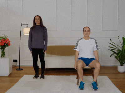Hara and Stefano performing side taps with higher side raises.