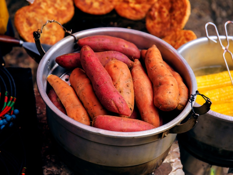 A pot of sweet potatoes.