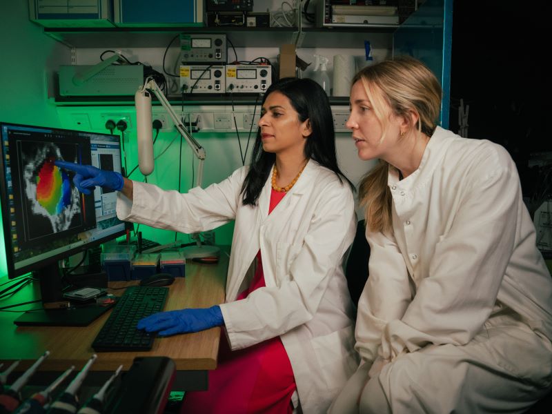 Dr Alicia D'Souza with her colleague Dr Alice Francis in the research lab.