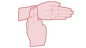 Checking a pulse in the wrist