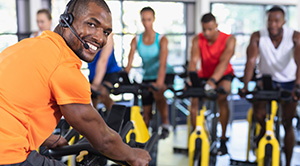 Photo of a spin class instructor