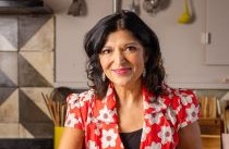Azmina Govindji in a kitchen