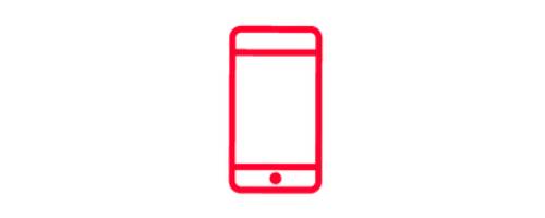 Red icon of a smartphone