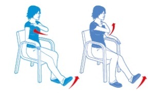 Alternate single arm across body with heel digs
