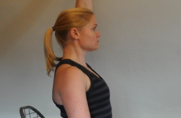 Yoga seated overhead stretch 