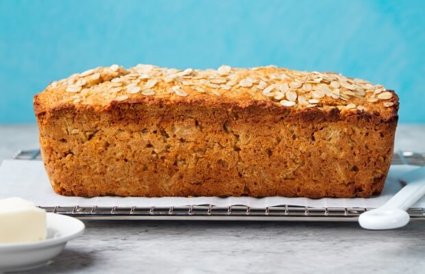 Loaf cake on a cooling rack