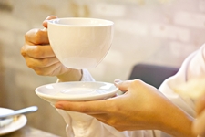 Hot drink in a cup and saucer