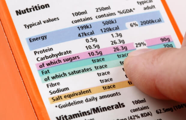 Person reading a nutrition label