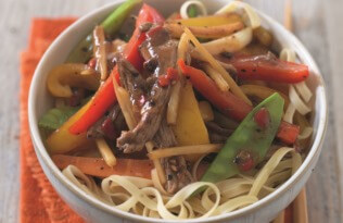 Stir-fried ginger beef with peppers